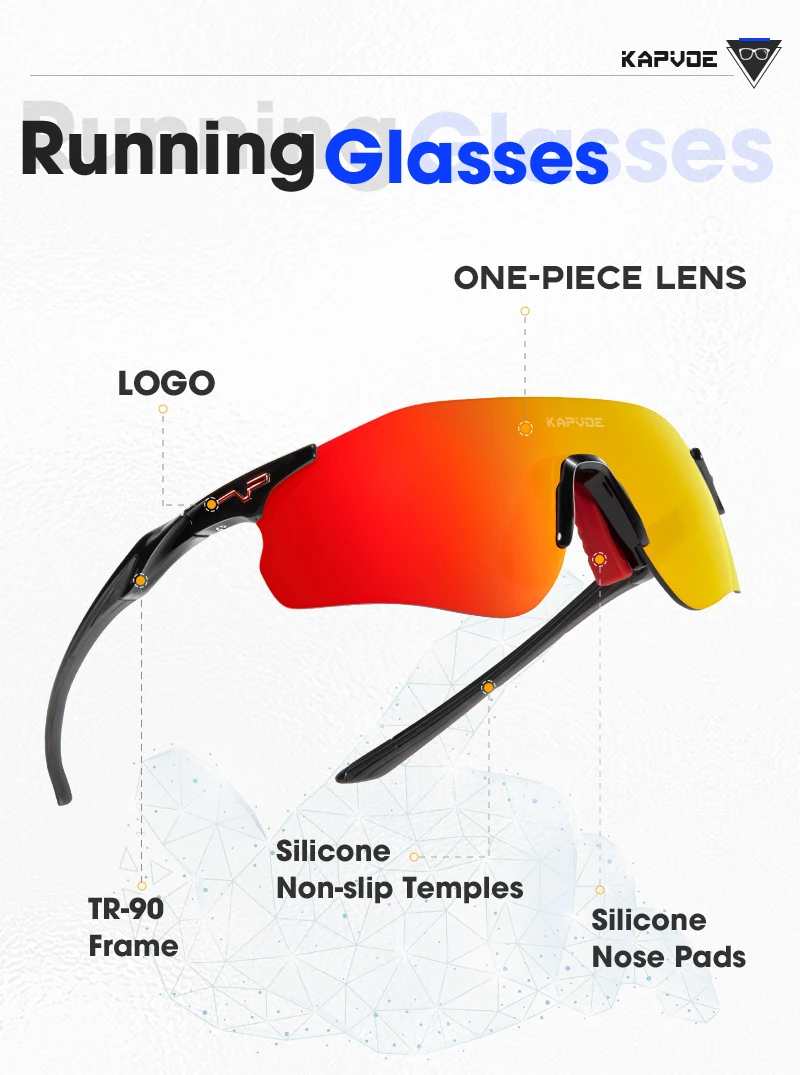Kapvoe Leichtgewichtige Photochrome Laufsonnenbrille Sportbrille für Männer Marathon-Radbrille Mountainbike-Brille Eyewear – Detail 6