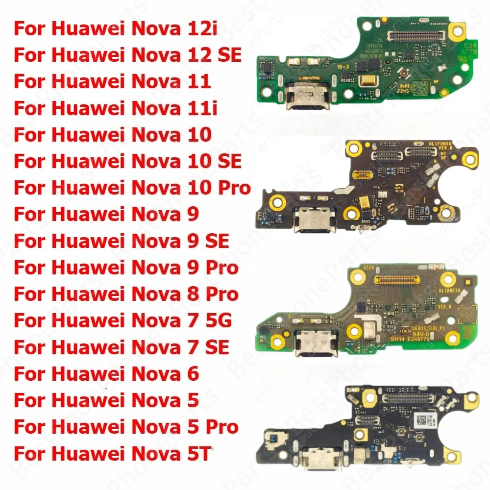 Charge Board For Huawei Nova 12 12i 11 11i 10 9 SE 8 Pro 7 5G 6 5 5T Charging Port Usb Connector Plate Pcb Dock Flex Cable