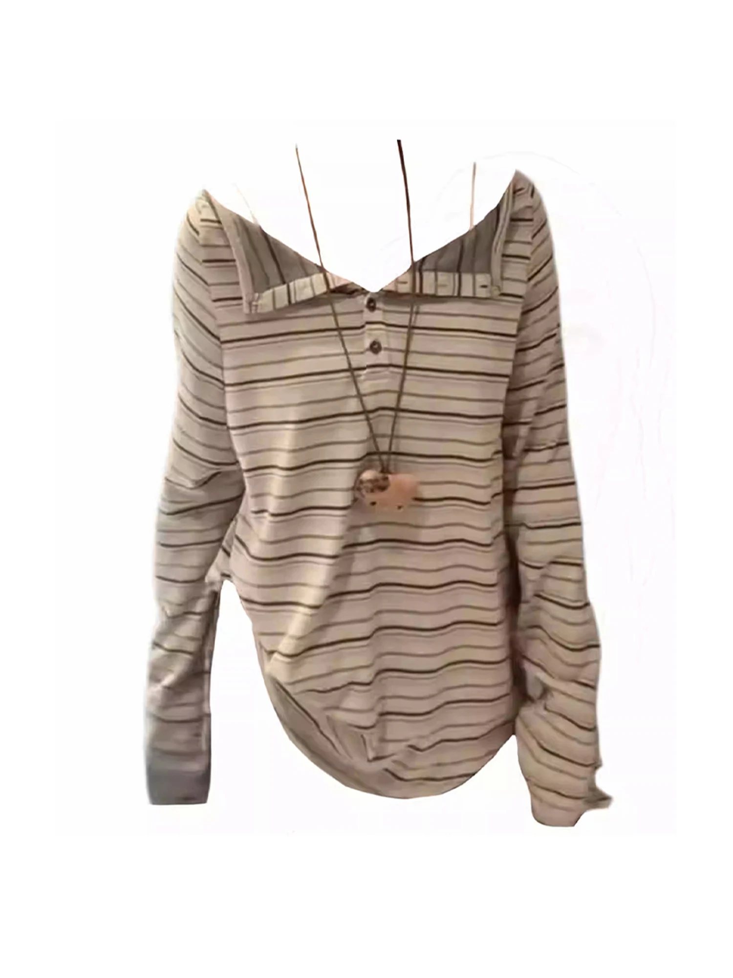 

Women Striped T-shirt Y2k Gyaru Tee Top Vintage 90s Aesthetic Loose Long Sleeve V-Neck T-shirts Emo 2000s Oversize Clothes 2025