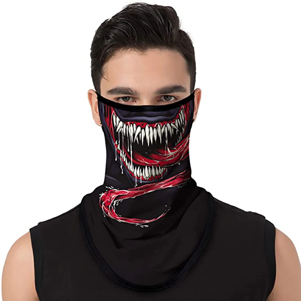 Venom Half Mask Riding Halloween Neck Gaiter Biker Bandana Windproof Balaclava Masks Protective Face Cover Cycling Snood Summer