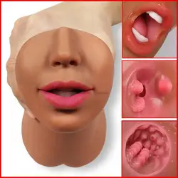 3 IN 1 masturbatore maschile Silicone Vagina figa reale bocca aperta denti sesso realistico giocattoli del sesso profondo per gli uomini masturbazione orale Sextoy