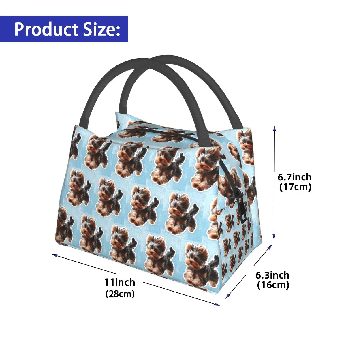 Yorkshire Terrier Dog Pattern Insulated Lunch Bag for Women Picnic Storage Food Boxes Container Cooler Thermal Lunch Box Tote