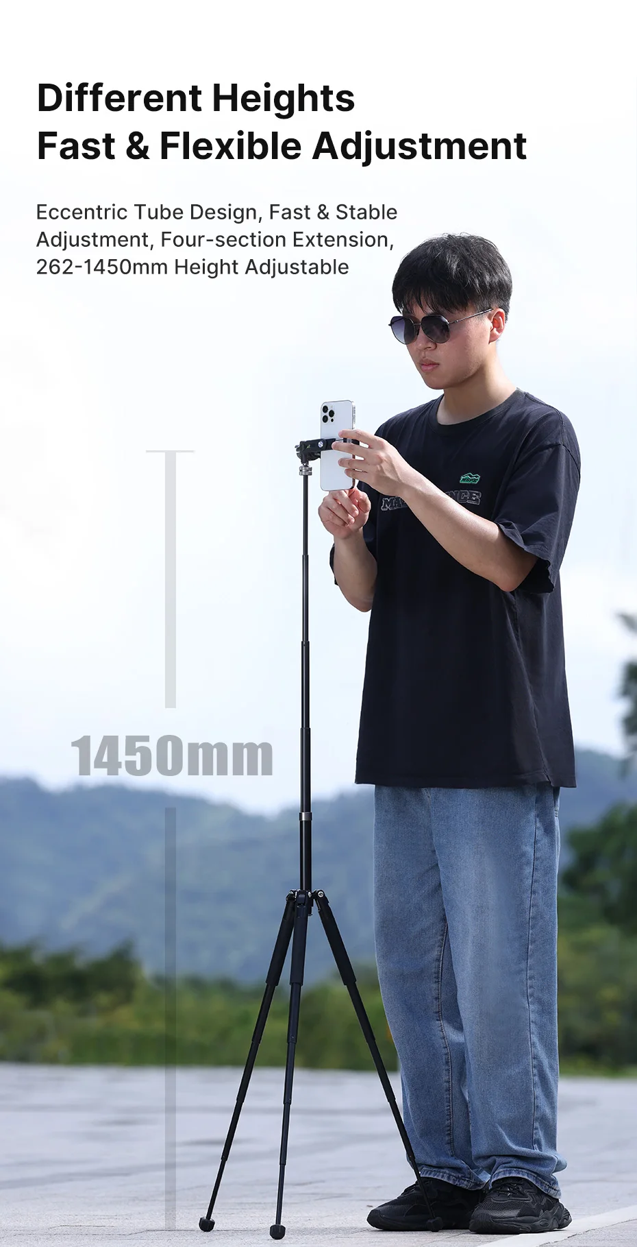 Ulanzi MT-63 26 cm tragbares Mini-Stativ mit 360 ° Horizontaler und vertikaler Panoramakopf für Smartphones-Kameras – Detail 12