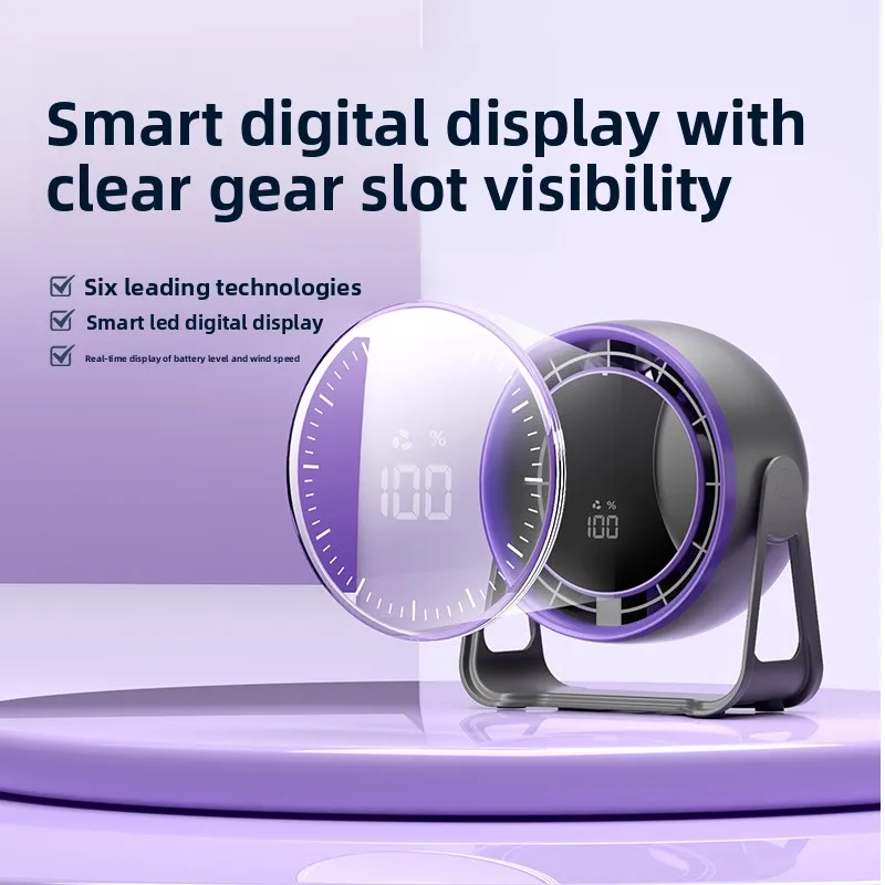 

2026 Upgraded Intelligent Cooling Fan, 4000 MAh 6-inch Large Wind Turbine Bladeless Fan, Portable and Wall-mounted