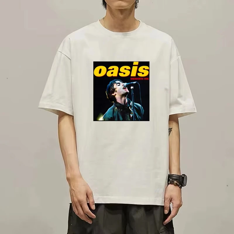 تي شيرت En Coton Imprimé Oasis Band À Manches Courtes David Bowie Groupe De Rock PERIphère Vêtements Americains