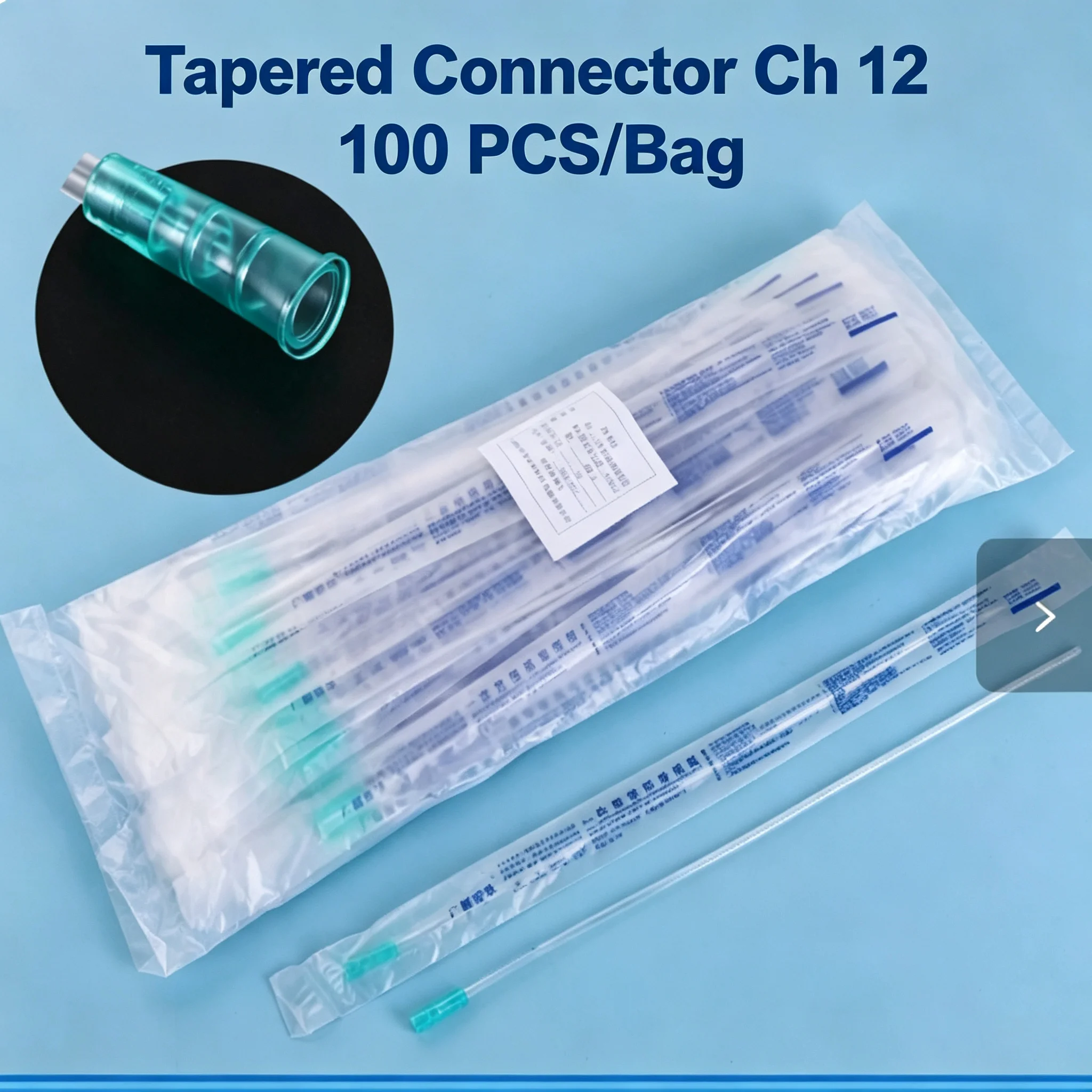 100 pcs/bag Fr 12 trumpet tip disposable PVC catheters individually packaged, sterile, smooth