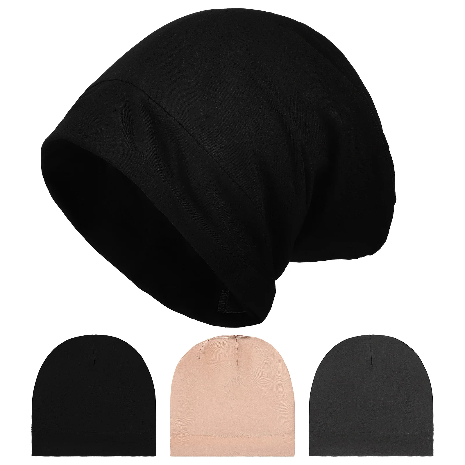 

3Pcs Satin Sleep Bonnets Hair Wrap Hats Elastic Band for Curly Long Hair Satin Bonnet for Braids Dreadlock Cap