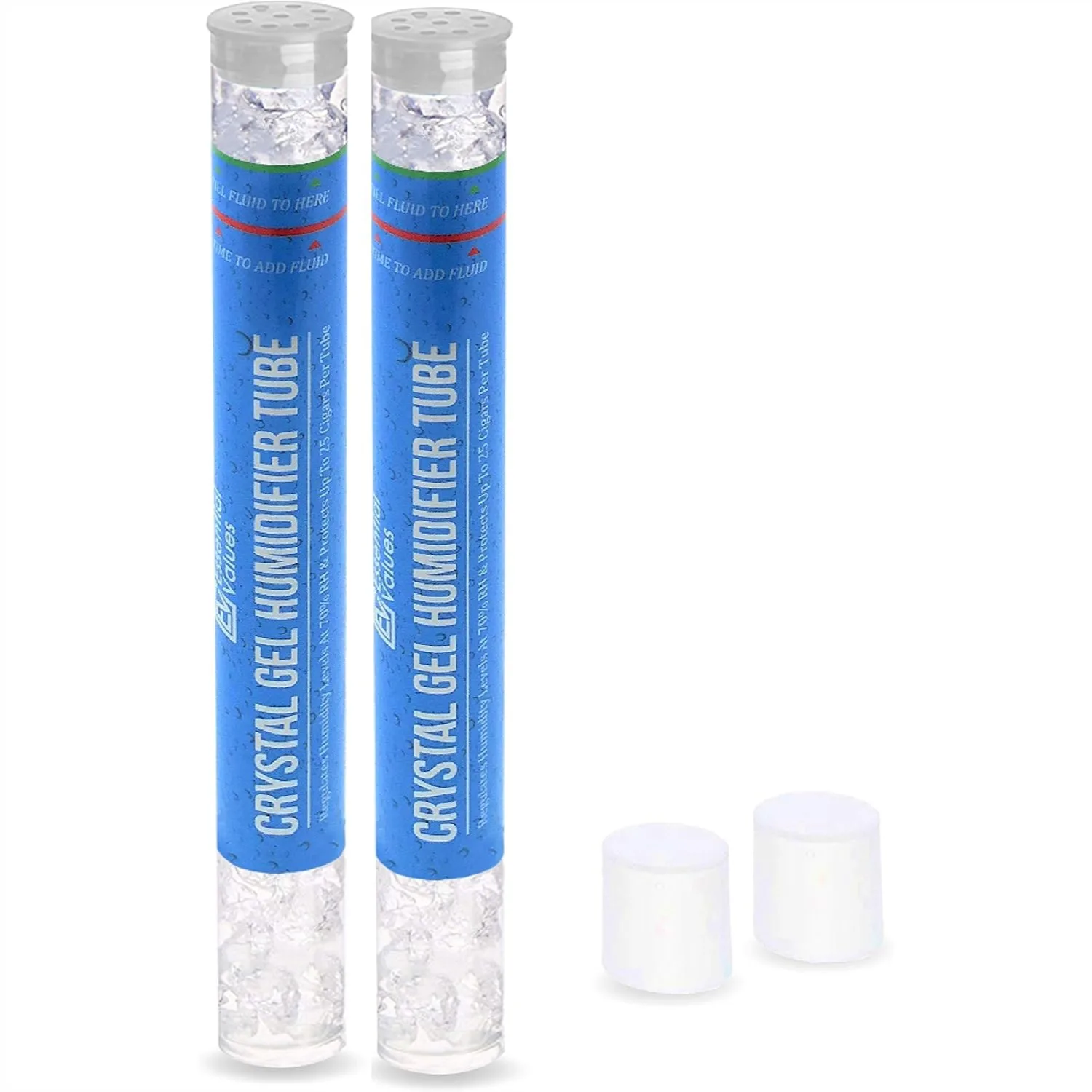 Cigar Humidor Gel Tubes 2 Pack - Maintains 70% RH for Up to 25 Cigars Each, Travel-Friendly