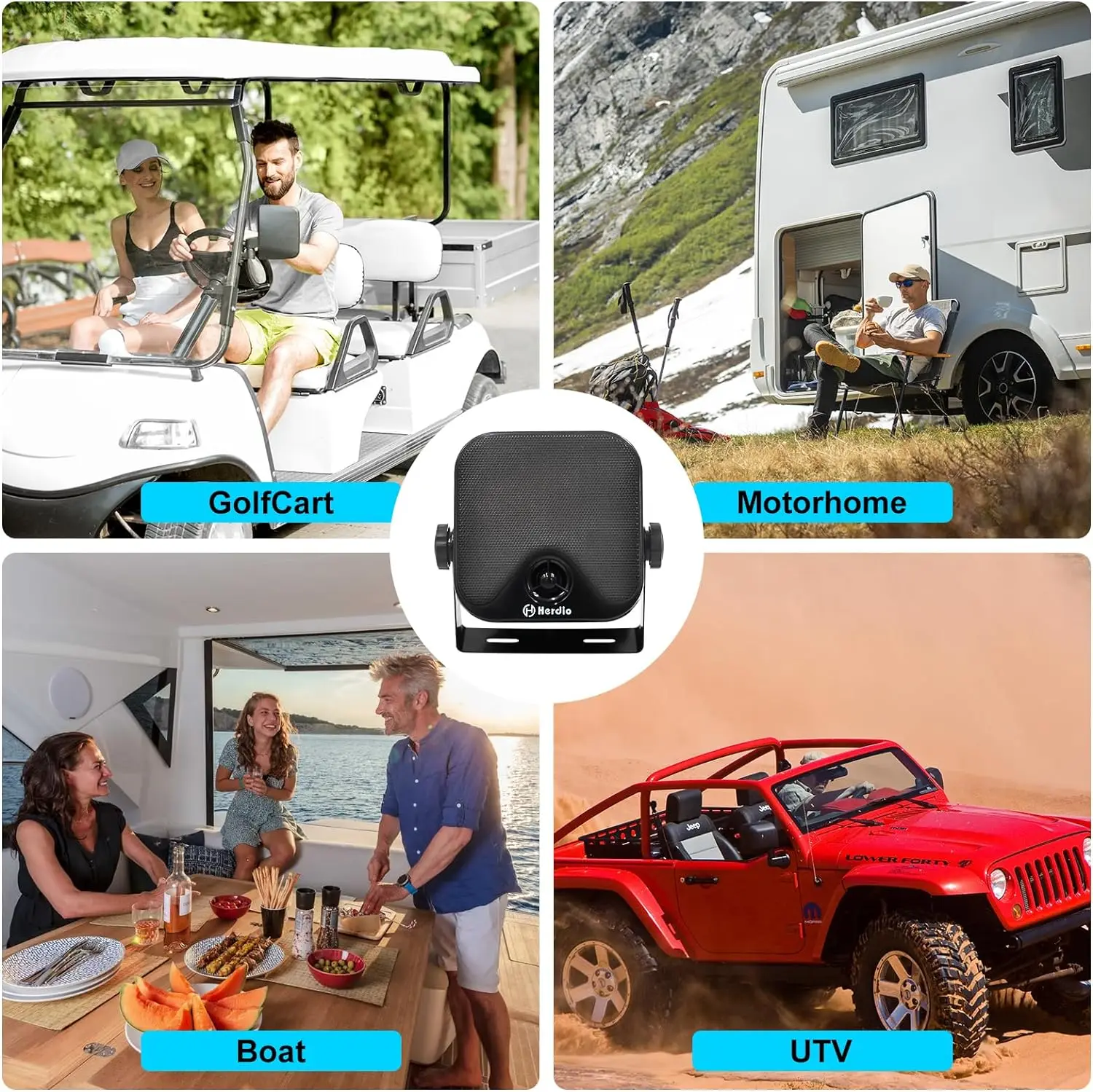 Herdio 4 Zoll Hochleistungs-Wasserdichte Boots- und Marine-Lautsprecher für den Außenbereich, Oberflächenmontage für Skid Steer, ATV, UTV, RZR, Golfwagen, Boot – Detail 5