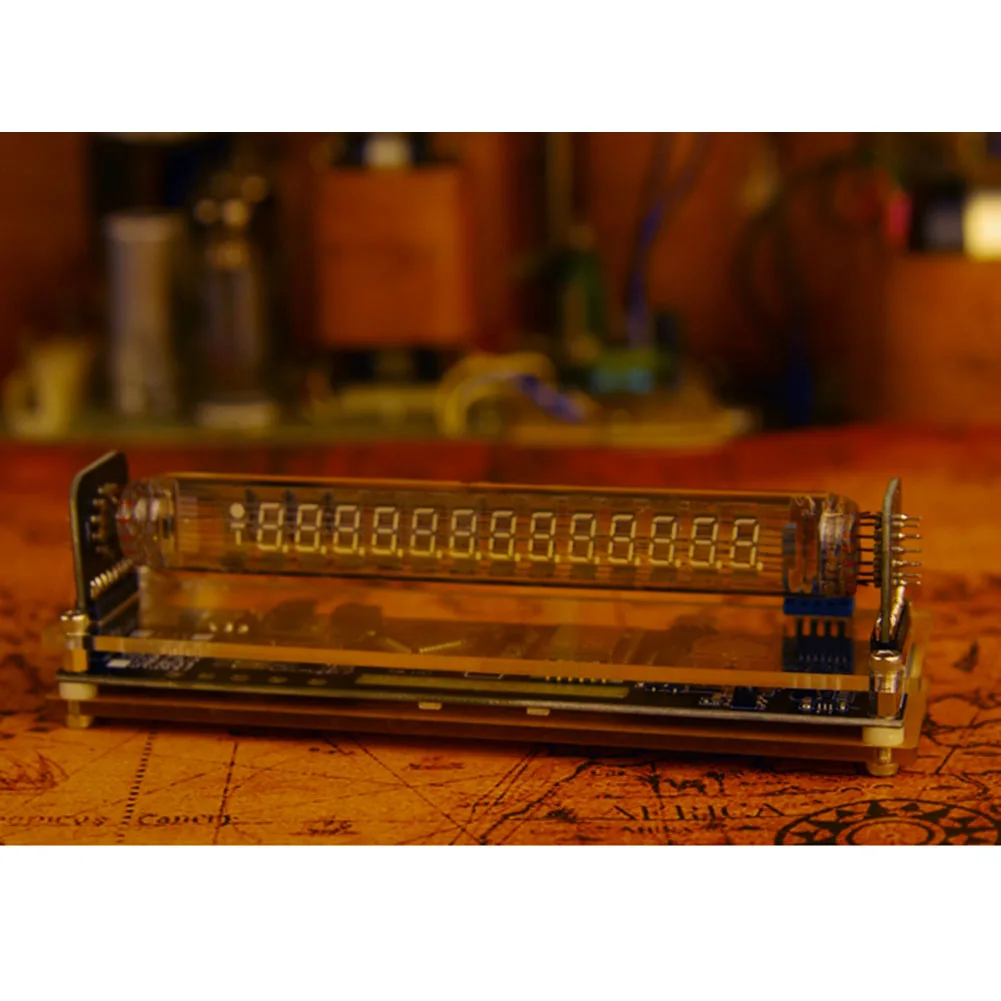 Retro Desk Display IV27 for vfd Clock Date Display Brightness Adjustment Adjustable RGB Colors Remote Control Settings