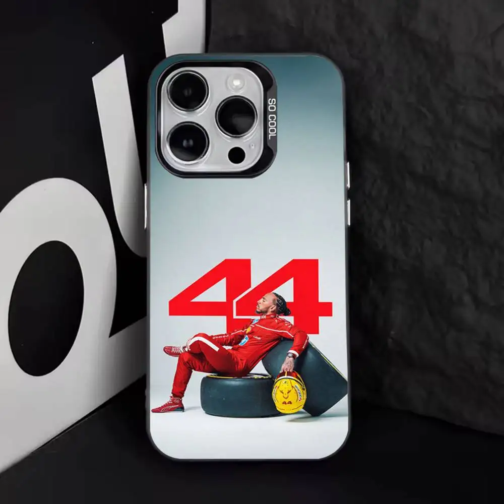 44 L-Lewis H-Hamilton-ES جراب هاتف آيفون 16,15,14,13,12,11,8,7,Pro,Max,Plus,Mini,XS,SE مضاد للسقوط أسود غير لامع