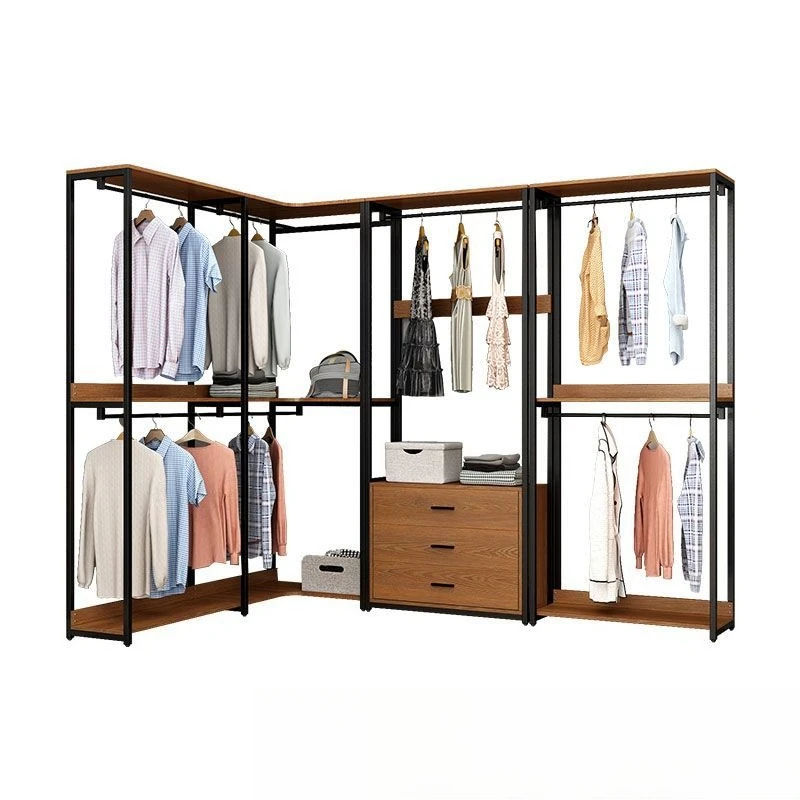 

Cloakroom Shelf Metal Hanger Bedroom Corner Cloakroom Walk-in Combination Cabinet Floor