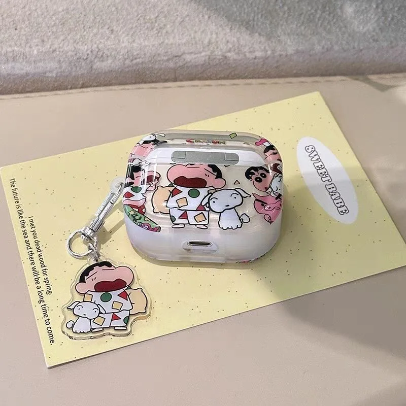 クレヨンしんちゃんソフト Tpu イヤホンケース Airpods プロ Airpods 4 3 アニメ保護シェルワイヤレスヘッドフォンカバーアクセサリー