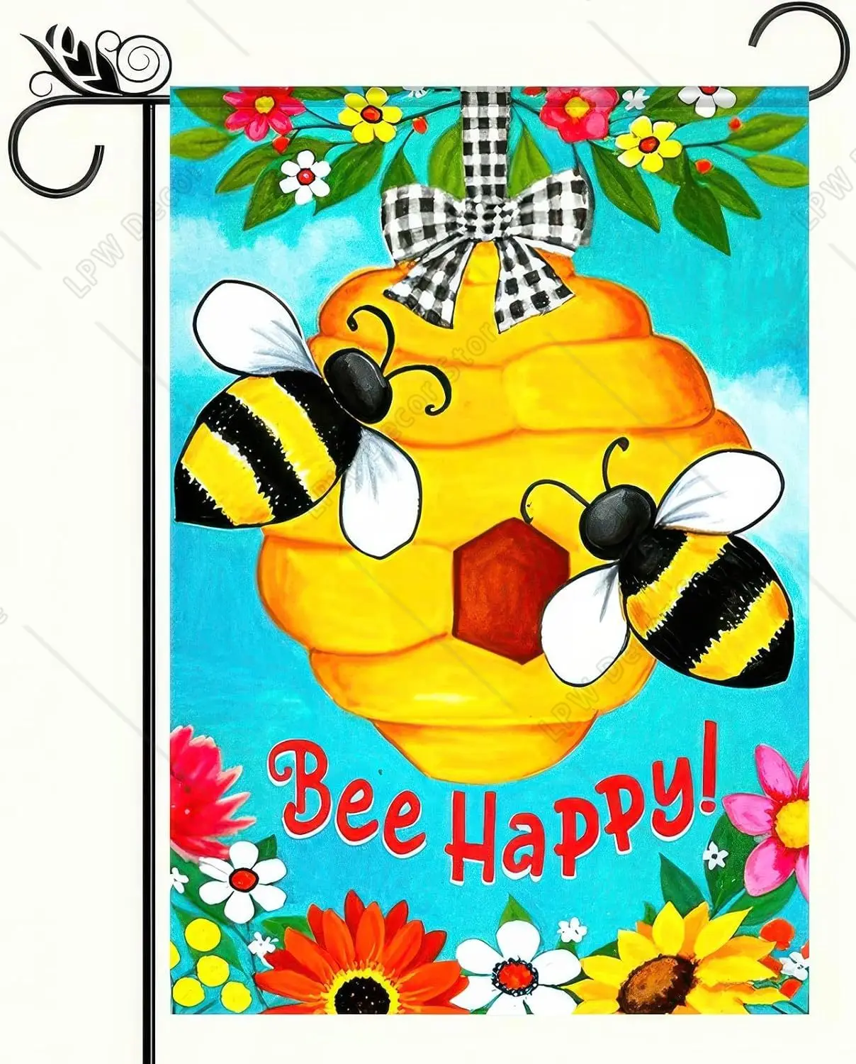 Spring Summer Bee Happy Garden Flag Sided Bumble Bee Daisy Flower Floral Yard Outside Decorations