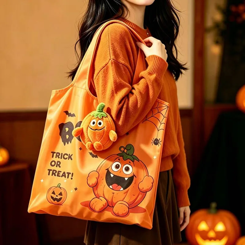 Funny Halloween Folding Shopping Bag Cute Ornaments Doll Storage Bag Innovative and Funny Daily Portable Storage Bag