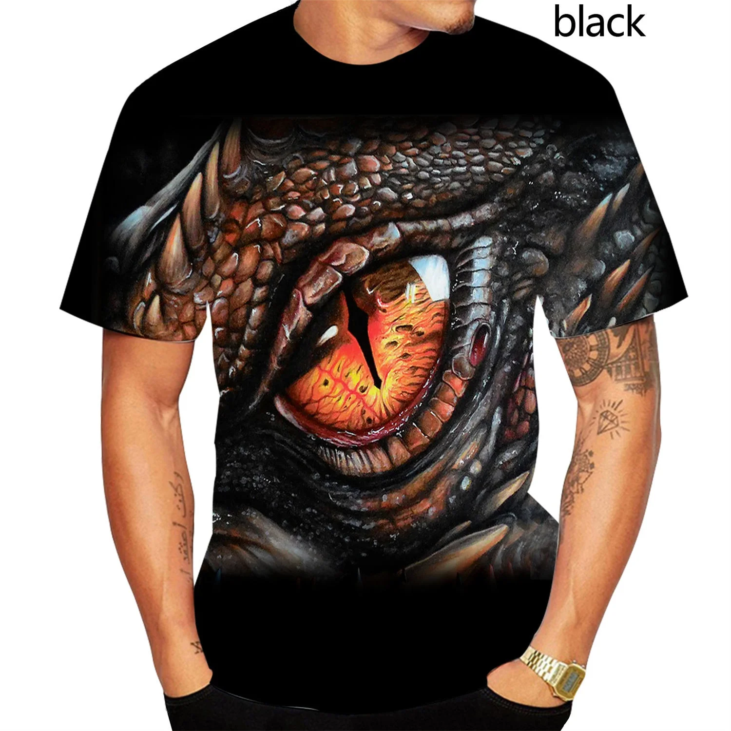 Horror Eerie Snake 3D Printing Men\'s Domineering T-shirt Fashion Novelty Short Sleeve Unisex Fun Snakeskin Cobra Tops