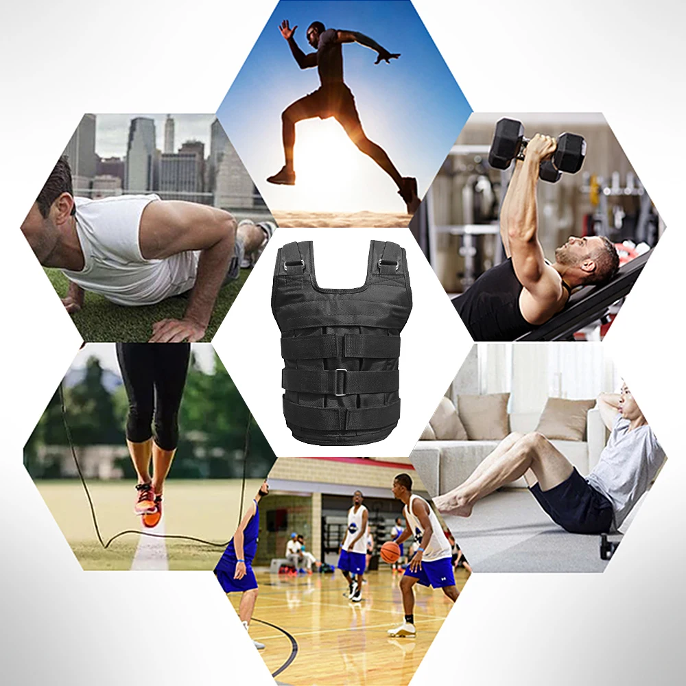 ماكس تحميل 50 كجم سترة مرجحة قابلة للتعديل الوزن سترة أكسفورد ممارسة تحميل الأثقال القماش تدريب القوة (فارغة)