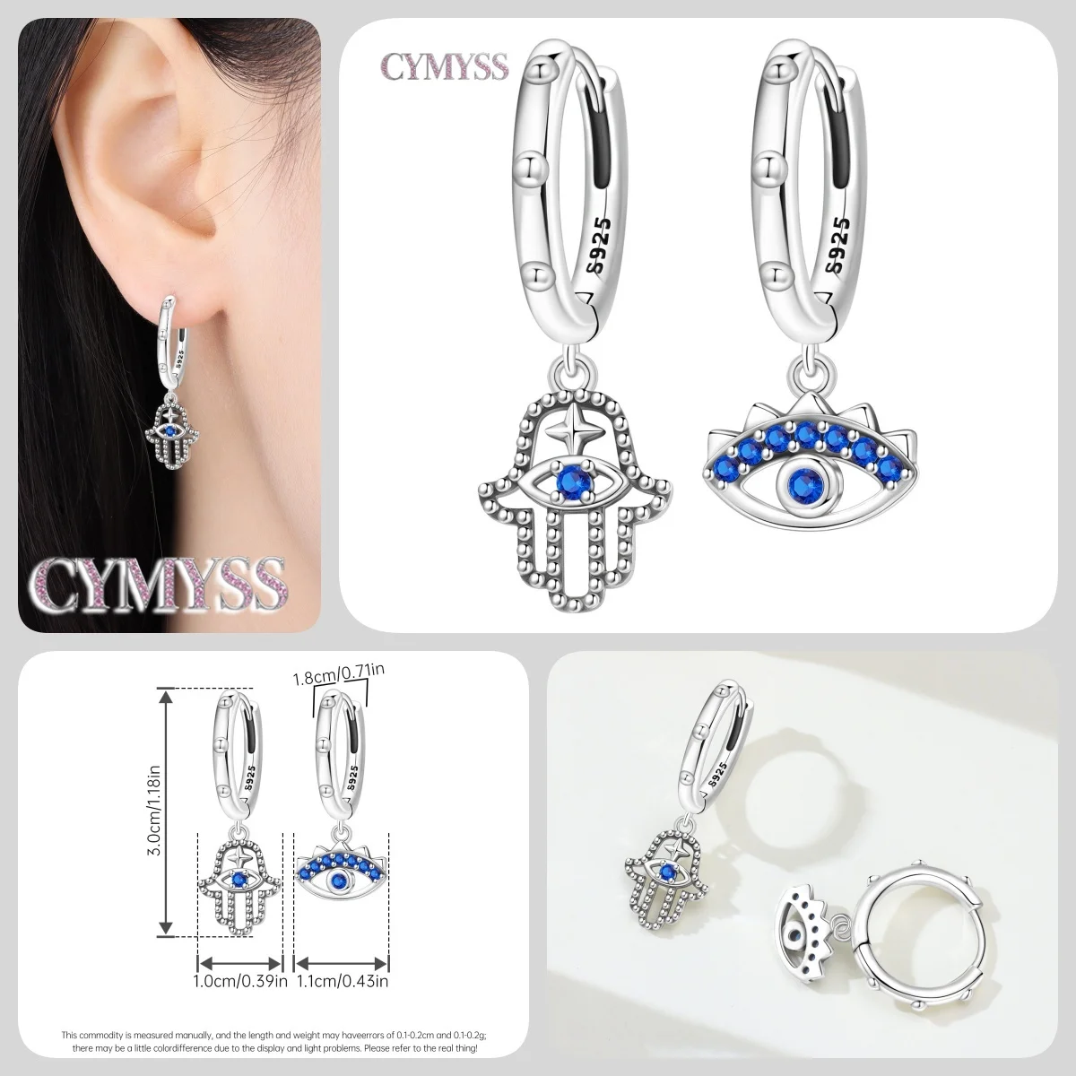 Original 925 Sterling Silber Sterne Mond Bunter Herz-Zirkon Satelliten-Ohrringe Schmuck Creolen für Damen Party Trendige Geschenke – Detail 26