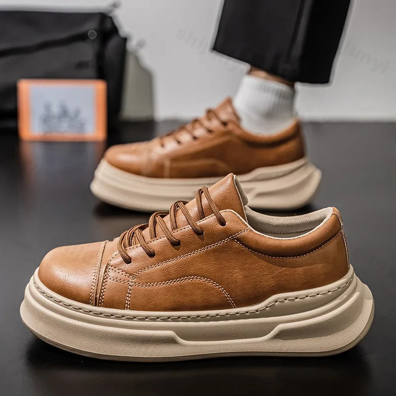 

Осень 2023, новый нишевый дизайн, мужская повседневная спортивная обувь с низким берцем на толстой подошве, модные трендовые универсальные удобные кроссовки на платформе