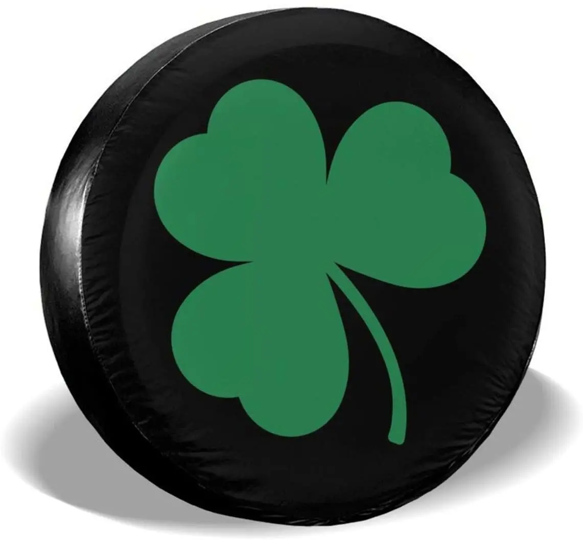 

Green Irish Shamrock Spare Tire Cover Waterproof Dust-Proof UV Sun Wheel Tire Cover Fit for Car,Trailer, 15 Inch