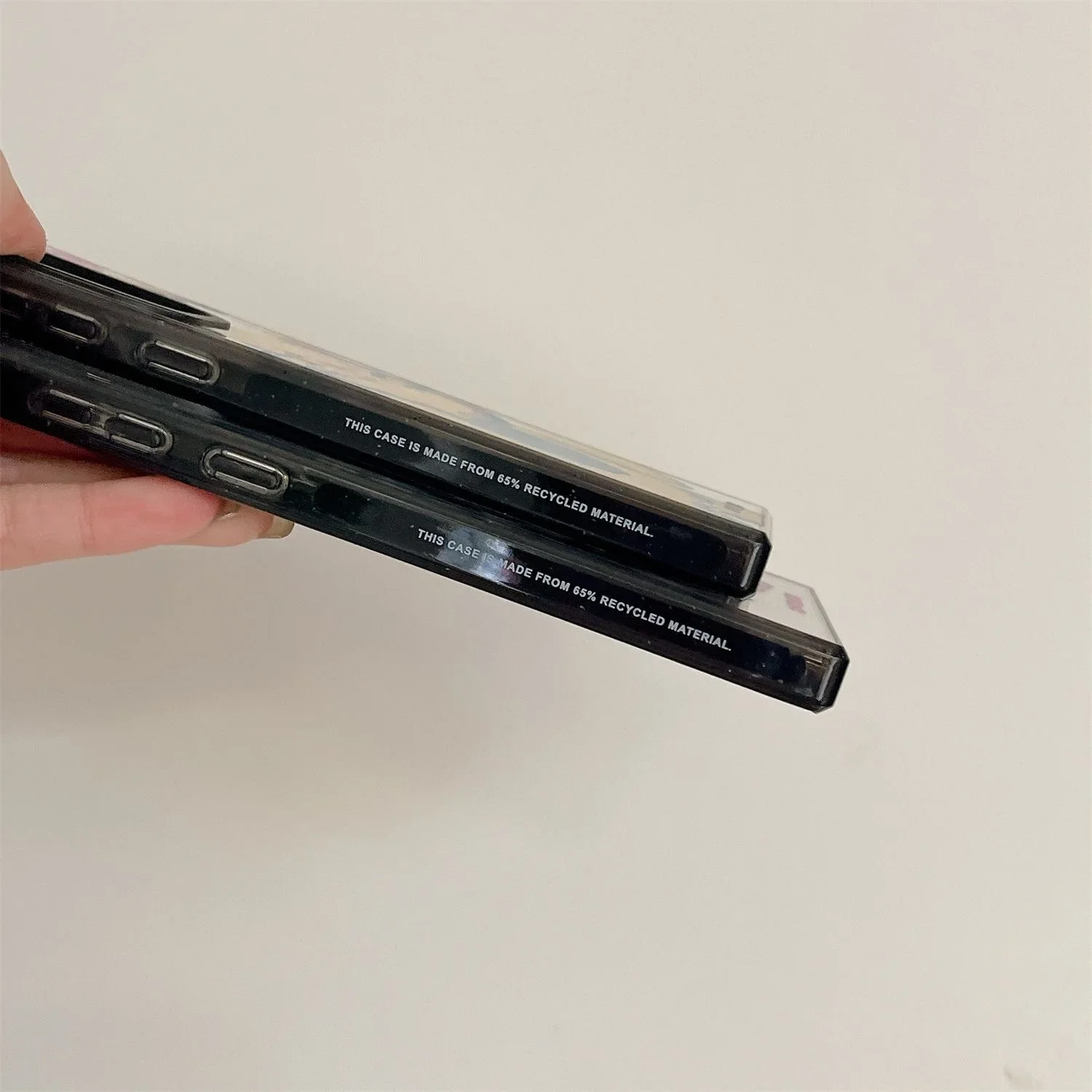 حافظة واقية كرتونية بسيطة ، حدود سوداء ، غطاء أكريليك لسامسونج جالاكسي S22 ، S23 ، S24 الترا ، S22 بلس