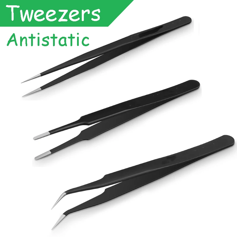 

Tweezers High Precision Stainless Steel Antistatic Watch Jewelry Cell Phone Electronics Repair Tools Curved Pointed Flat Tip