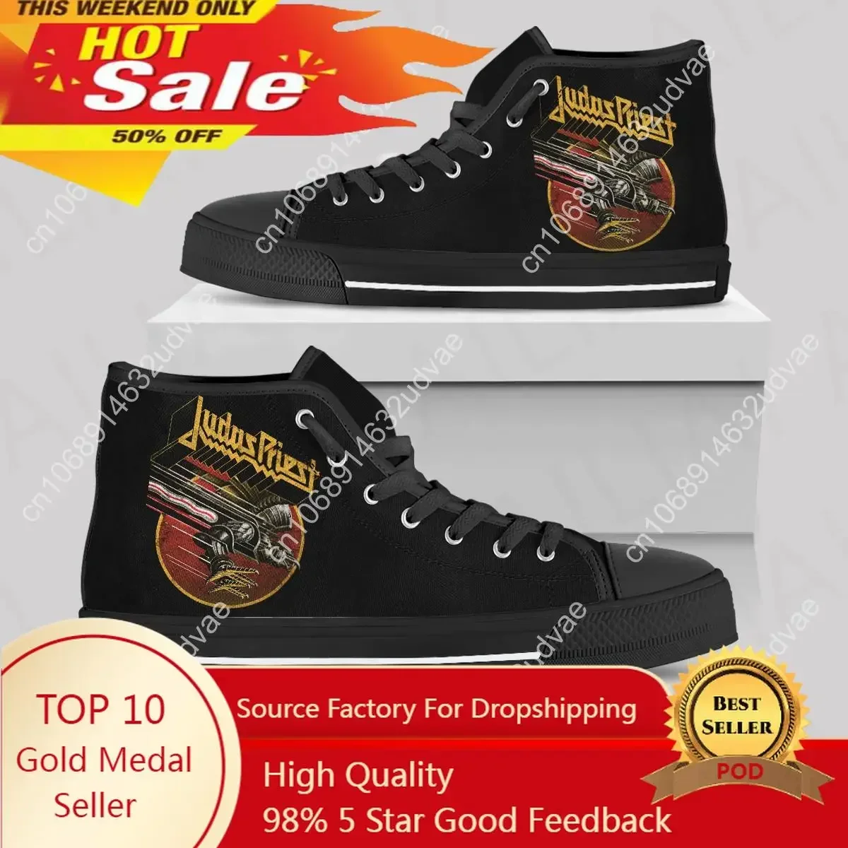 Hot Summer Judas Priest Fans Arrive Fashion Lightweight High Top Canvas Shoes Men Women Fashion Casual Shoes Breathable Sneakers