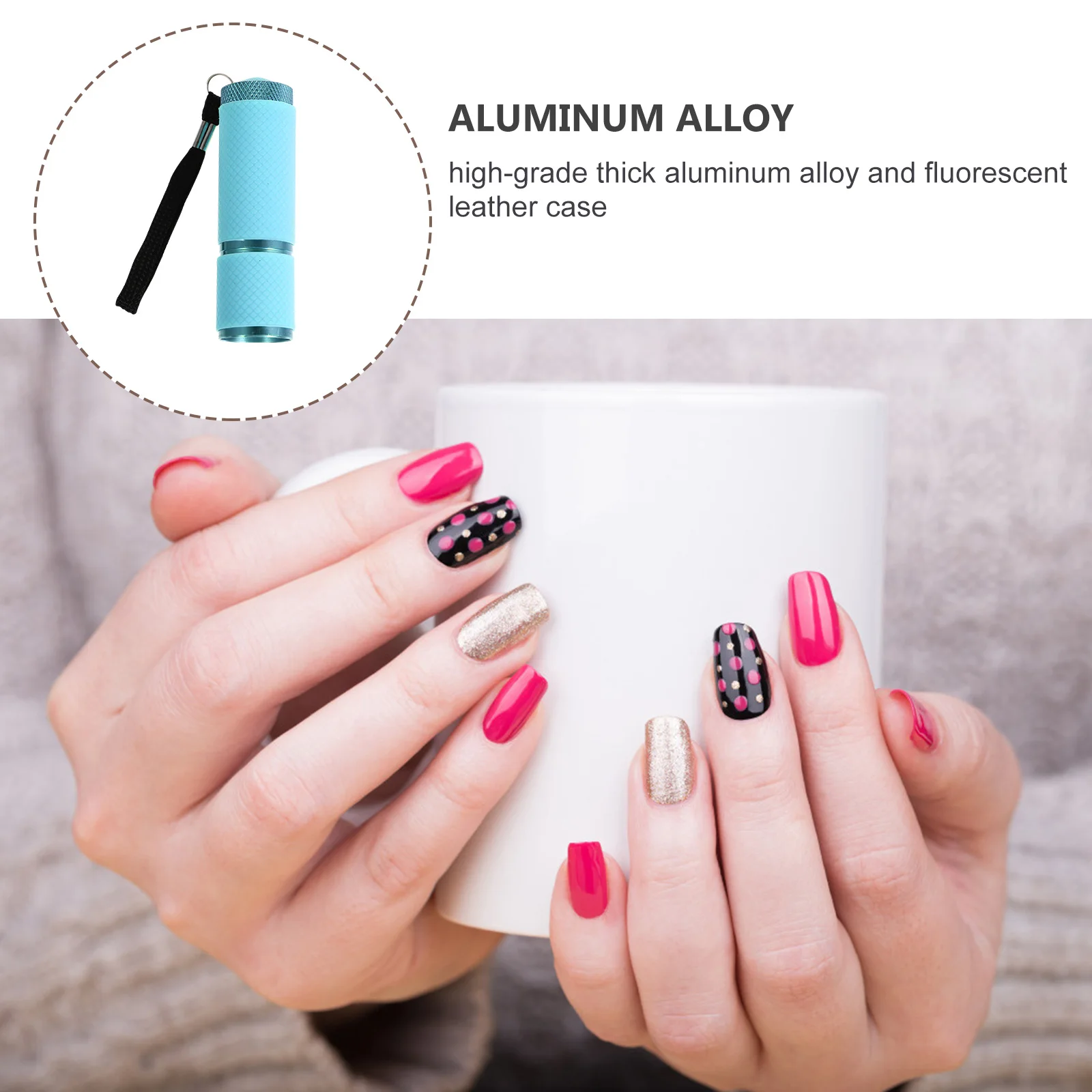

Advanced Thickened Aluminum Nail Flashlight Gel Dryer Lamp Portable Manicure Beauty Light Enamel Phototherapy UV