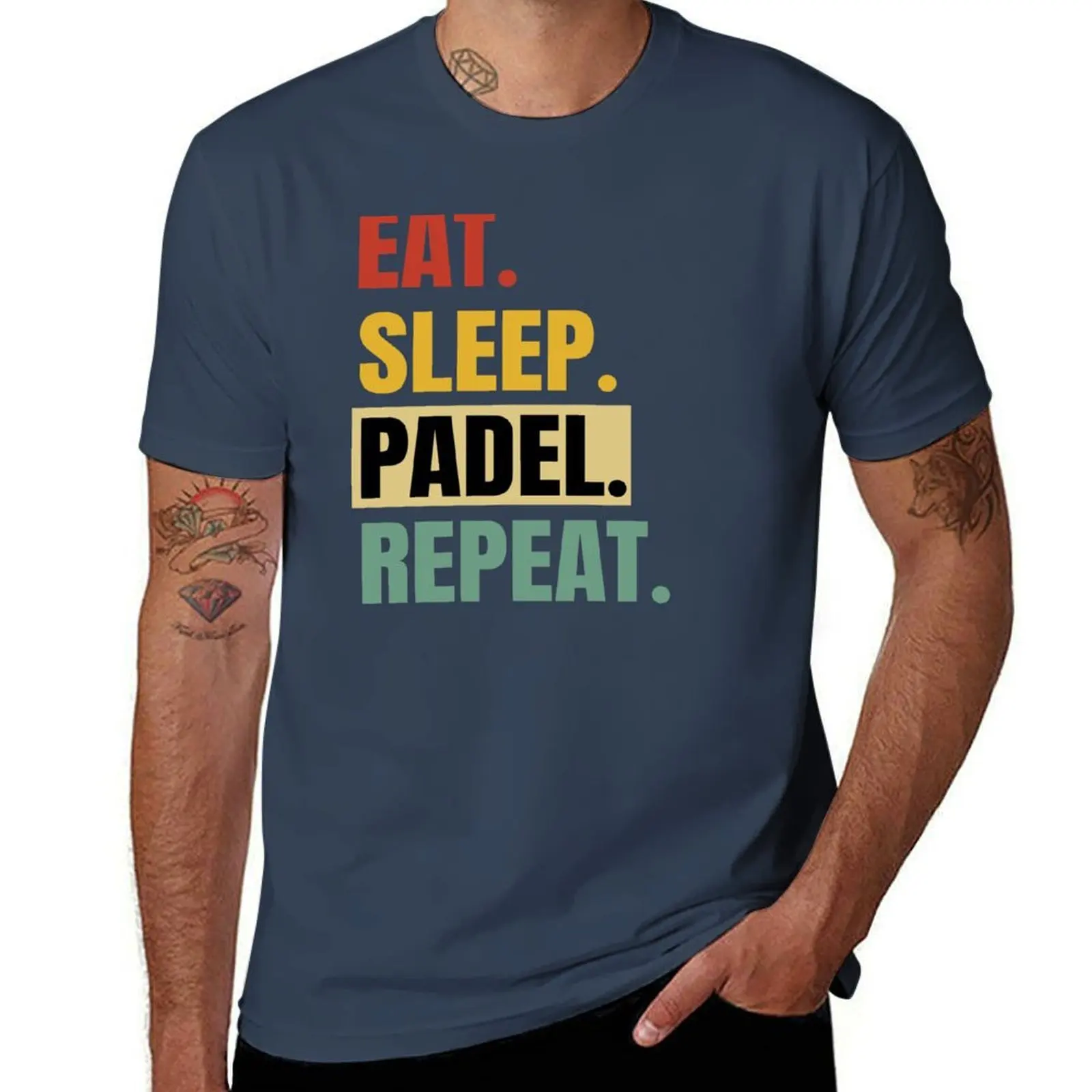 

Eat Funny Tennis Padel Repeat Sleep Padel T-Shirt Casual Loose Fit Summer Tee Shirt