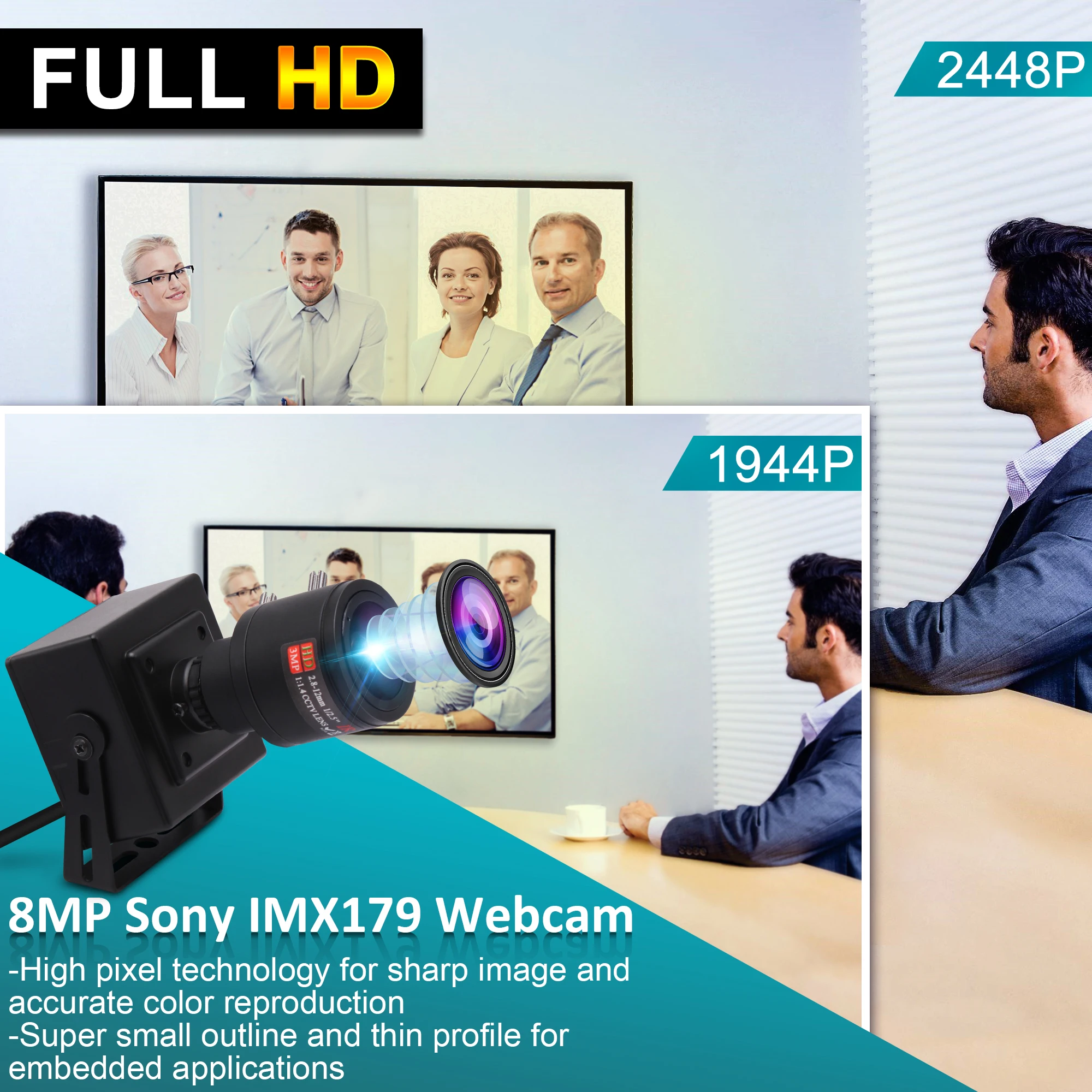 8 Megapixel IMX179 HD 2.8-12mm Varifocal Lens Free Driver Zoom Usb Web Camera for Industrial Robot