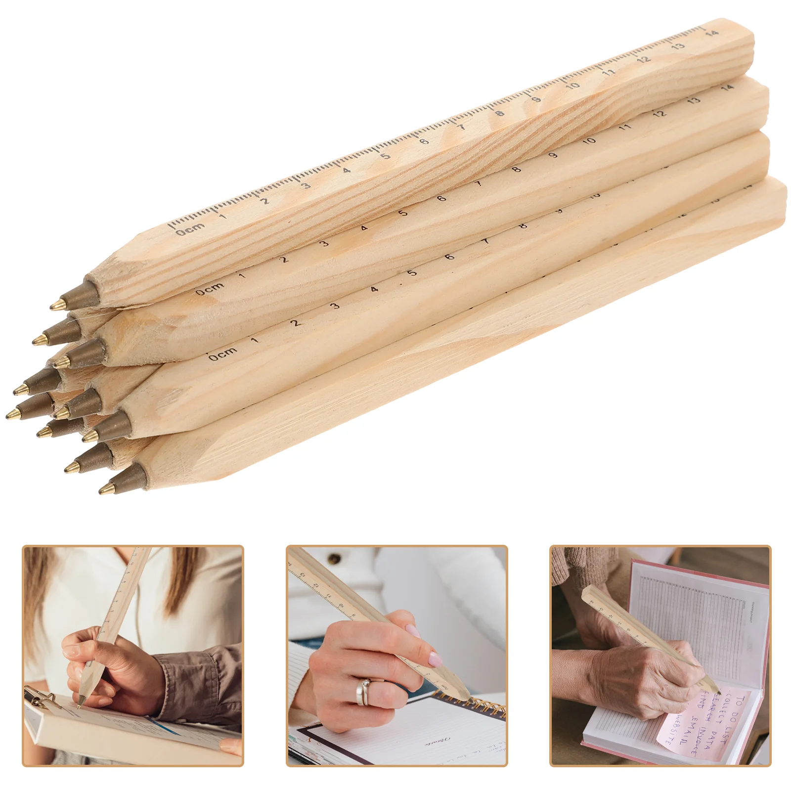 

12 Pcs Solid Wood Ballpoint Pen Pens Industrial Carpenter Log Ink Wooden Degradable Marker Dad Ballpen Signature