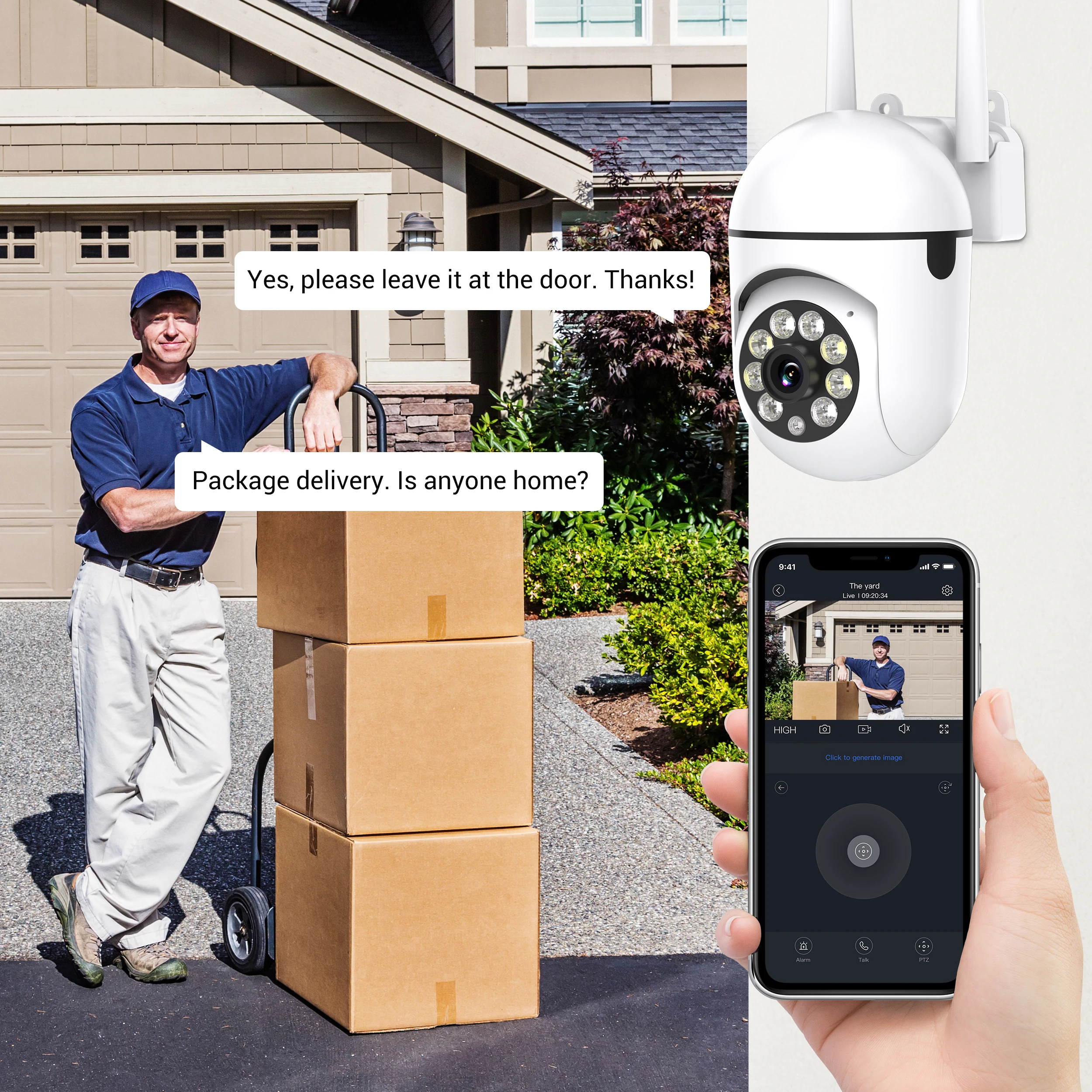 Ease Life 2.4G WiFi Smart Home Security Camera, 355° Panoramic Cruise, Motion Detection, Color Night Vision, Alarm Push Notifica