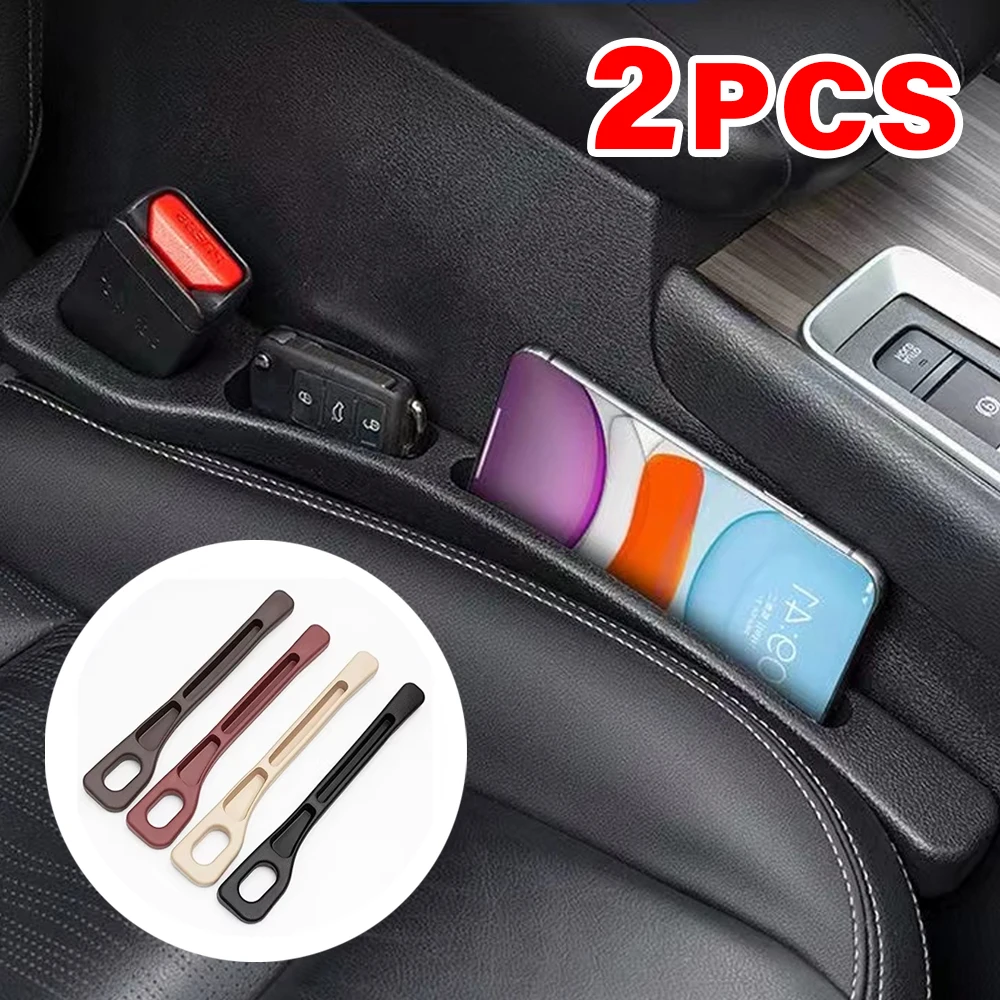 2Pcs Car Seat Gap Filler Organizer PU Waterproof Universal Car Seat Gap Anti-leak Stopper Strip 2Slot Seat Gap Storage Organizer