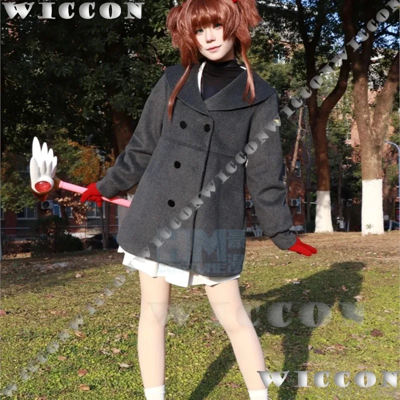 

Аниме Card Captor Косплей Костюм KINOMOTO SAKURA LI SYAORAN Ling Школьная форма Зимнее серое пальто для девочек JK DK Костюм на заказ;3,