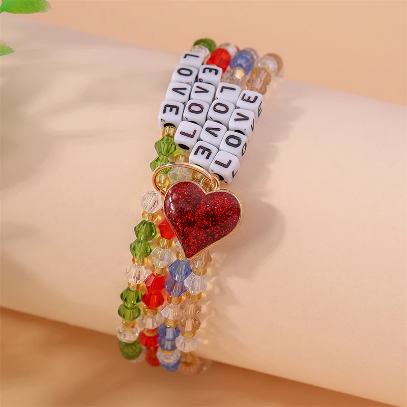 Böhmische handgefertigte bunte Perlenarmbänder mit Herzanhängern für Damen und Herren, Freundschaftsschmuck, Geschenke – Detail 3