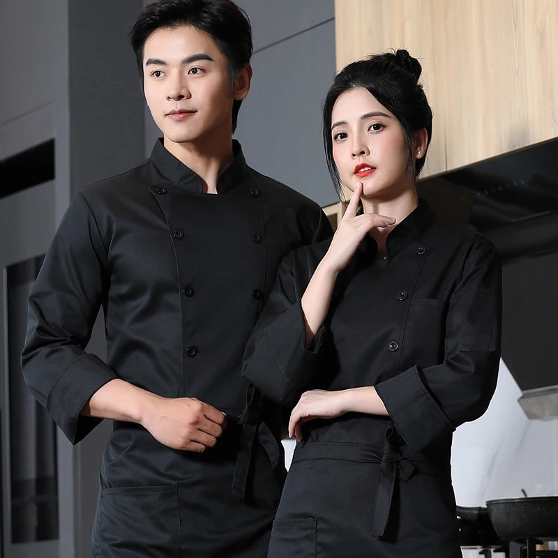 Casaco de cozinheiro unisex manga comprida, Hotel Restaurant Chef Jacket para homens e mulheres, Uniforme de Catering e Garçom, Tops para Padaria e Catering