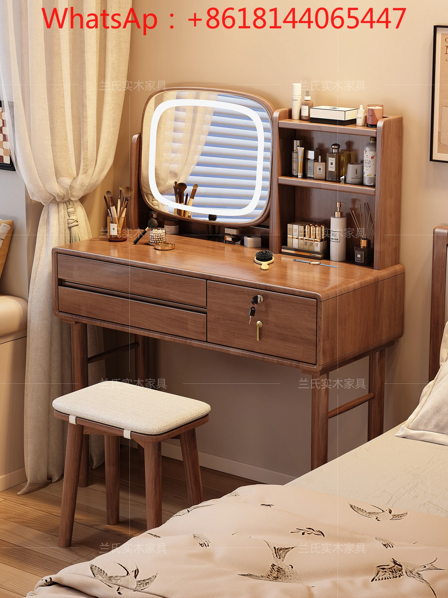

Solid wood dresser bedroom small dressing table 2025 new modern simple makeup cabinet with makeup mirror makeup table