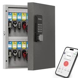 WeHere 32 Key Lock Box, Intelligent Wall Mounted Key Storage Cabinet,OTP/APP Bluetooth/fixed Code Unlocking Key Management Safe