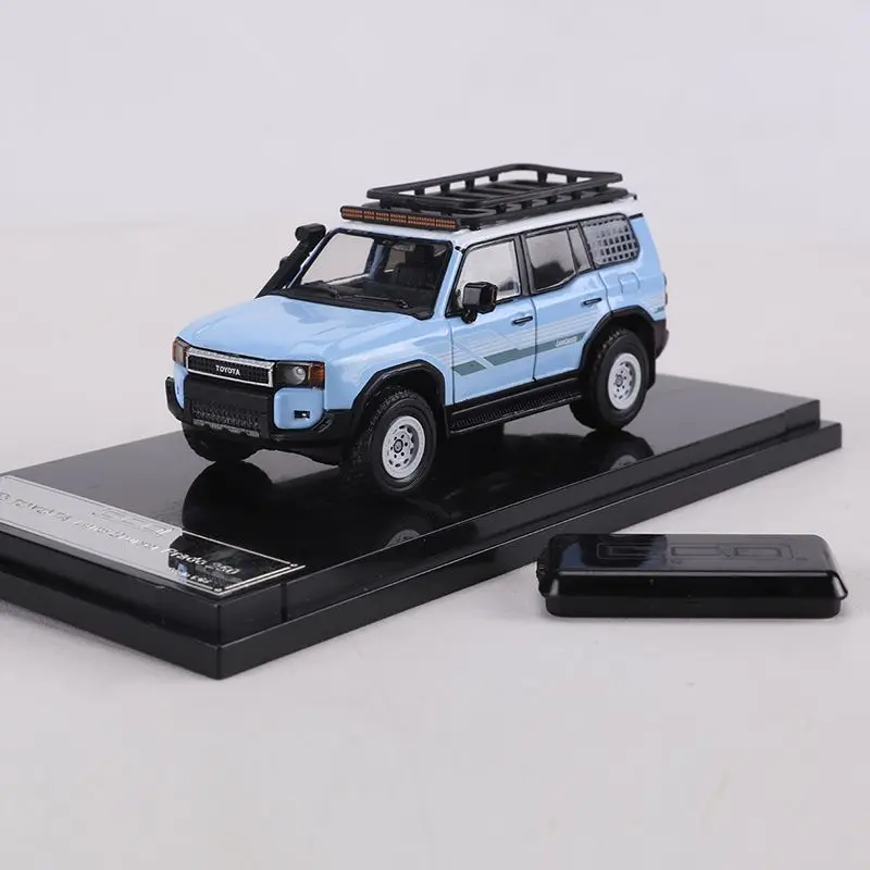 1/64 GCD Diecast Modified Offroad 250 SUV Model, Light Blue With Roof Box & Display Stand - view 4