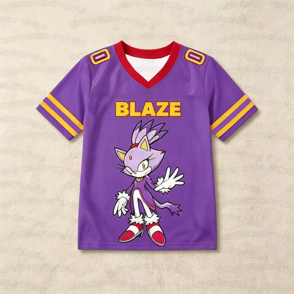Sommer Kinder Jungen Mädchen Sonic Cartoon Print Kurzarm Sporttrikot Erwachsene Freizeit T-Shirt Tops Lässiges T-Shirt Oberteil – Detail 5