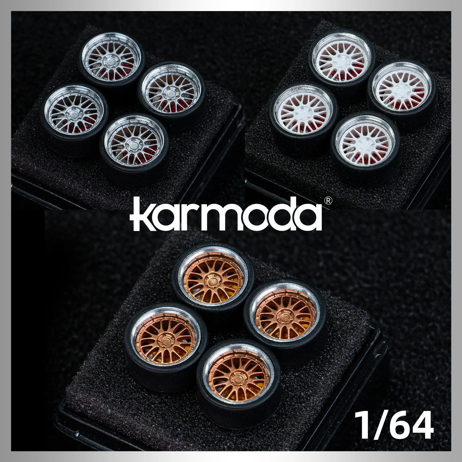 

1:64 wheels hub Karmoda Car Model Wheel model is suitable for hotwheel MINIGT rubber tires of 10.6mm BBS E88