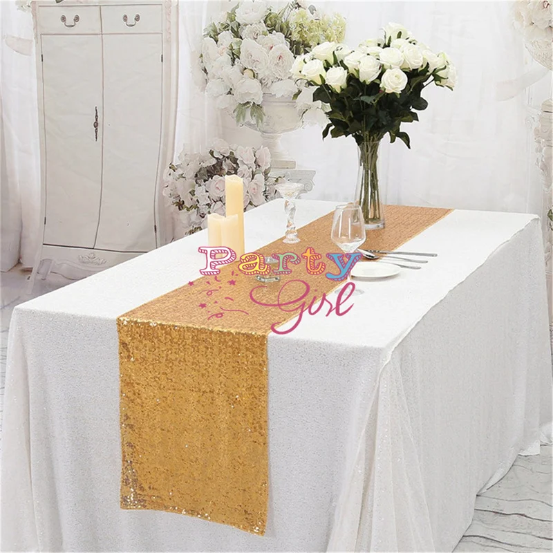 Gold Silver Table Runners Sparkly Sequin Table Runner For Wedding Decoration Sequin Christmas Birthday Baby Shower Party Decor