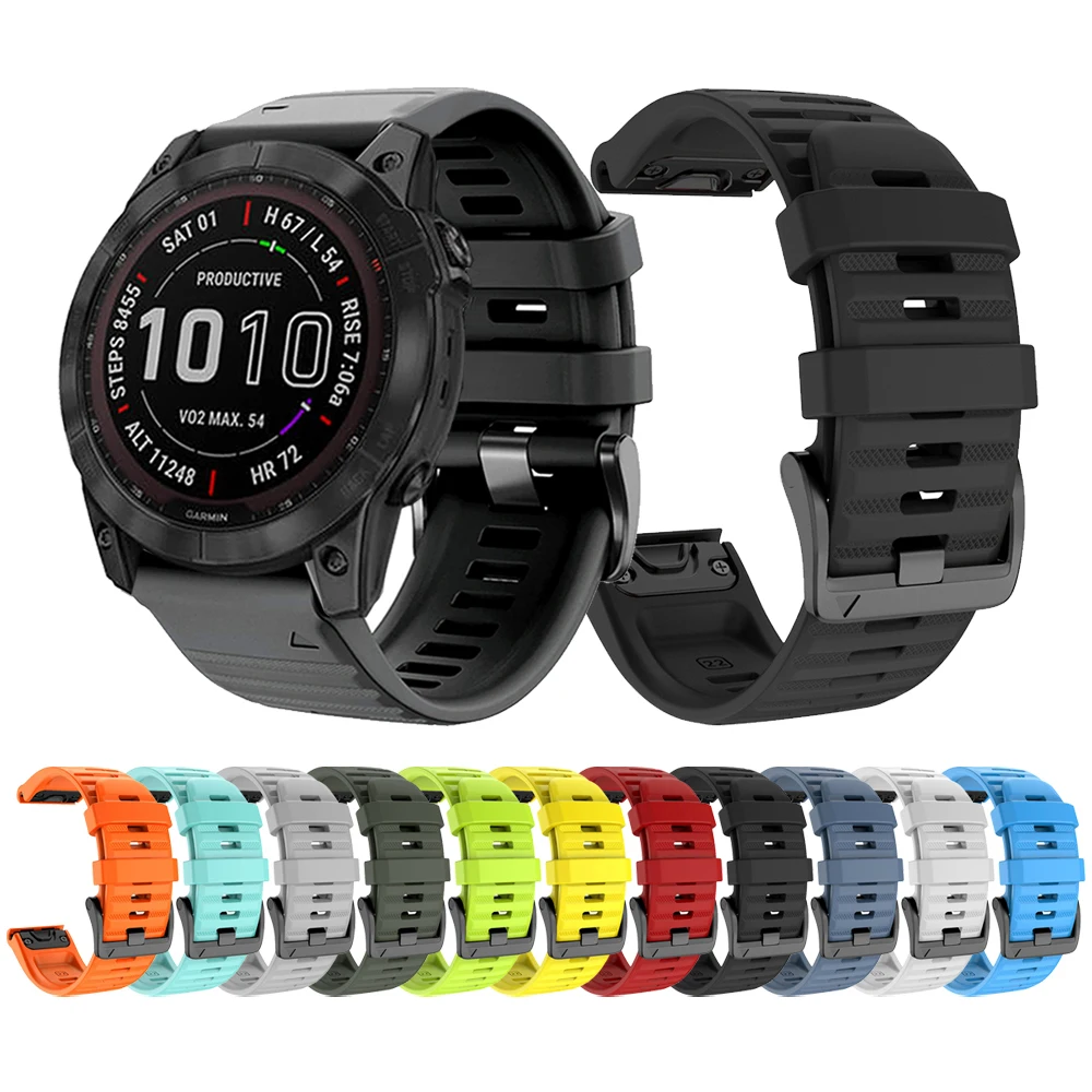 Quickfit Sport Silicone Strap For Garmin Fenix 7 7X 6 6X 5X Plus/EPIX /instinct 2/Descent G1 Solar Mk2 Mk2i Wrist Band Bracelet