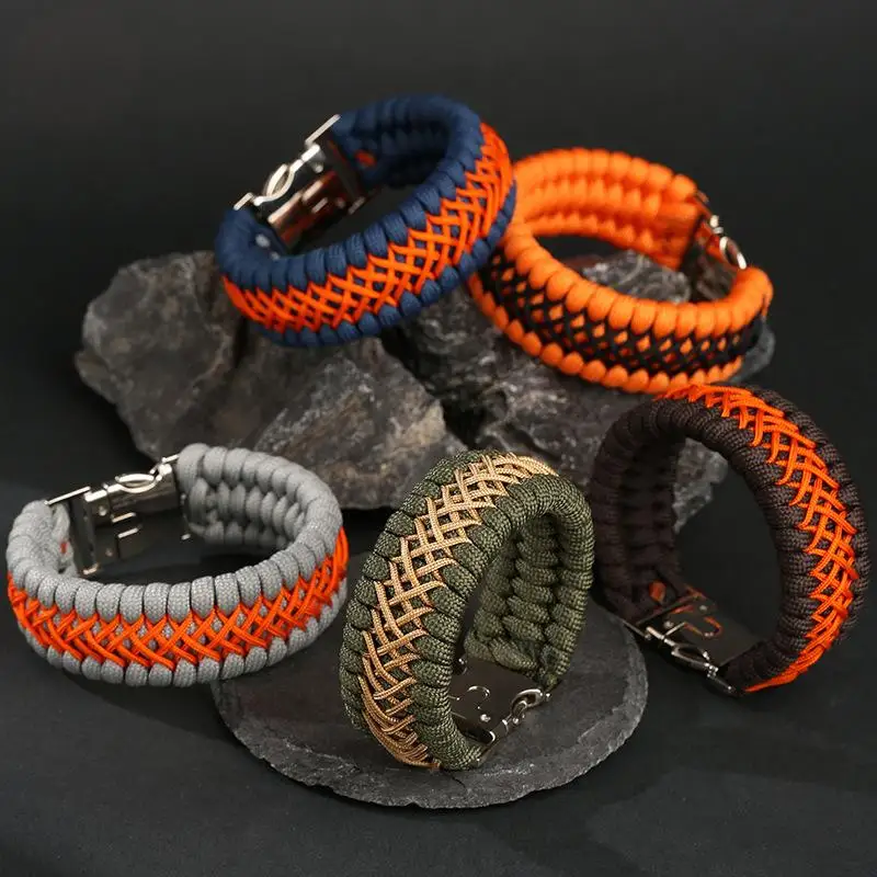 

Handmade Seven-core umbrella cord Paracord Bracelet for Men - Outdoor Survival Camping Emergency Rope Wristband Hiking Gift
