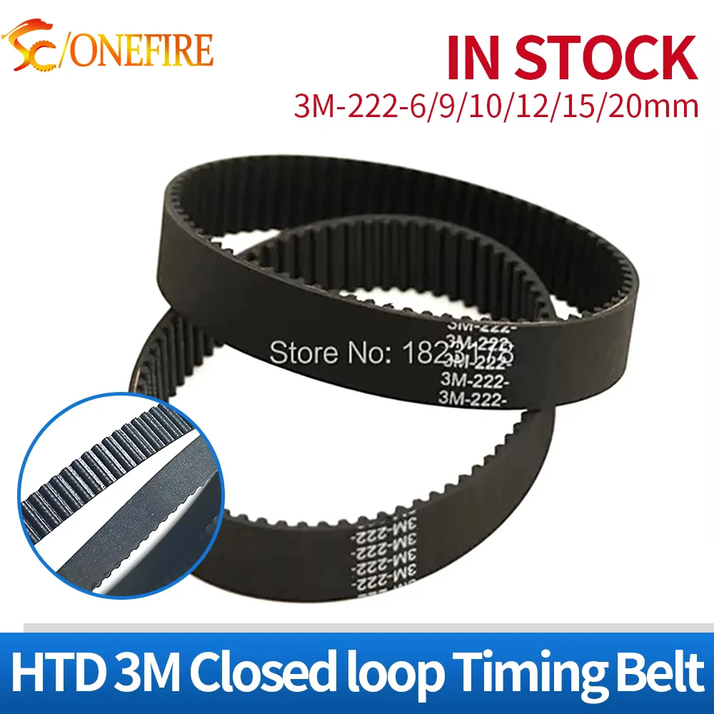 

HTD3M Belt 3M 222 length 222mm Teeth 74 closed loop rubber Drive Belt width 6mm/9mm/10mm/12mm/15mm/20mm 222-3M