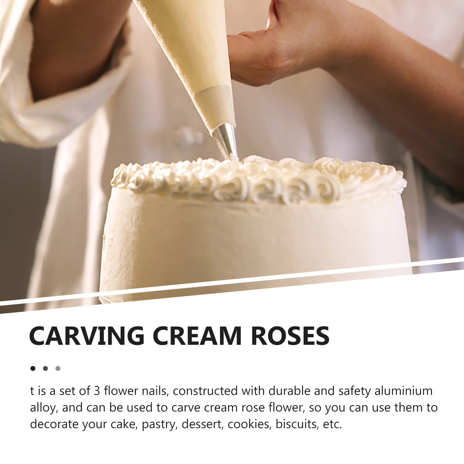 

3Pcs Flower Nail Aluminium Alloy Cake Piping Rod Easy Use Baking Pastry Cone Holder Icing Flower Decorating Tool