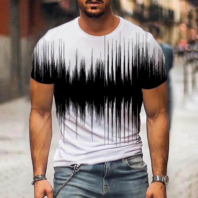 

Summer Men's Short Sleeved T-Shirt Black And White Striped Printed Tops Daily Tee O Neck T Shirt Oversize T Shirt For Men