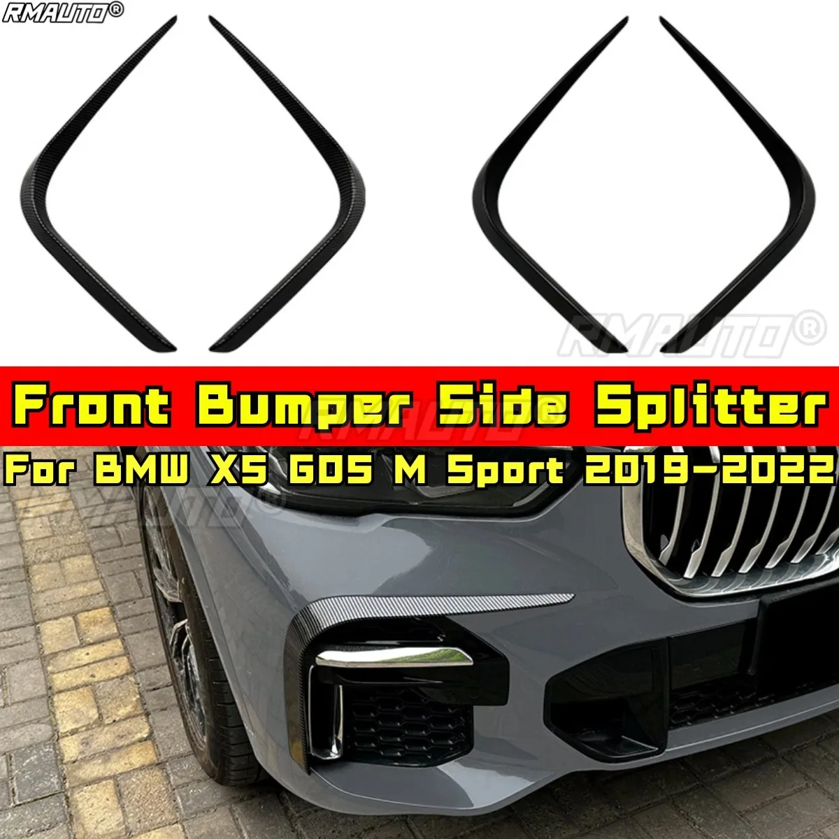 

Front Bumper Side Splitter Wind Knife Spoiler Tuning Air Blade for BMW X5 G05 M Sport 2019-2022 Car Accessories