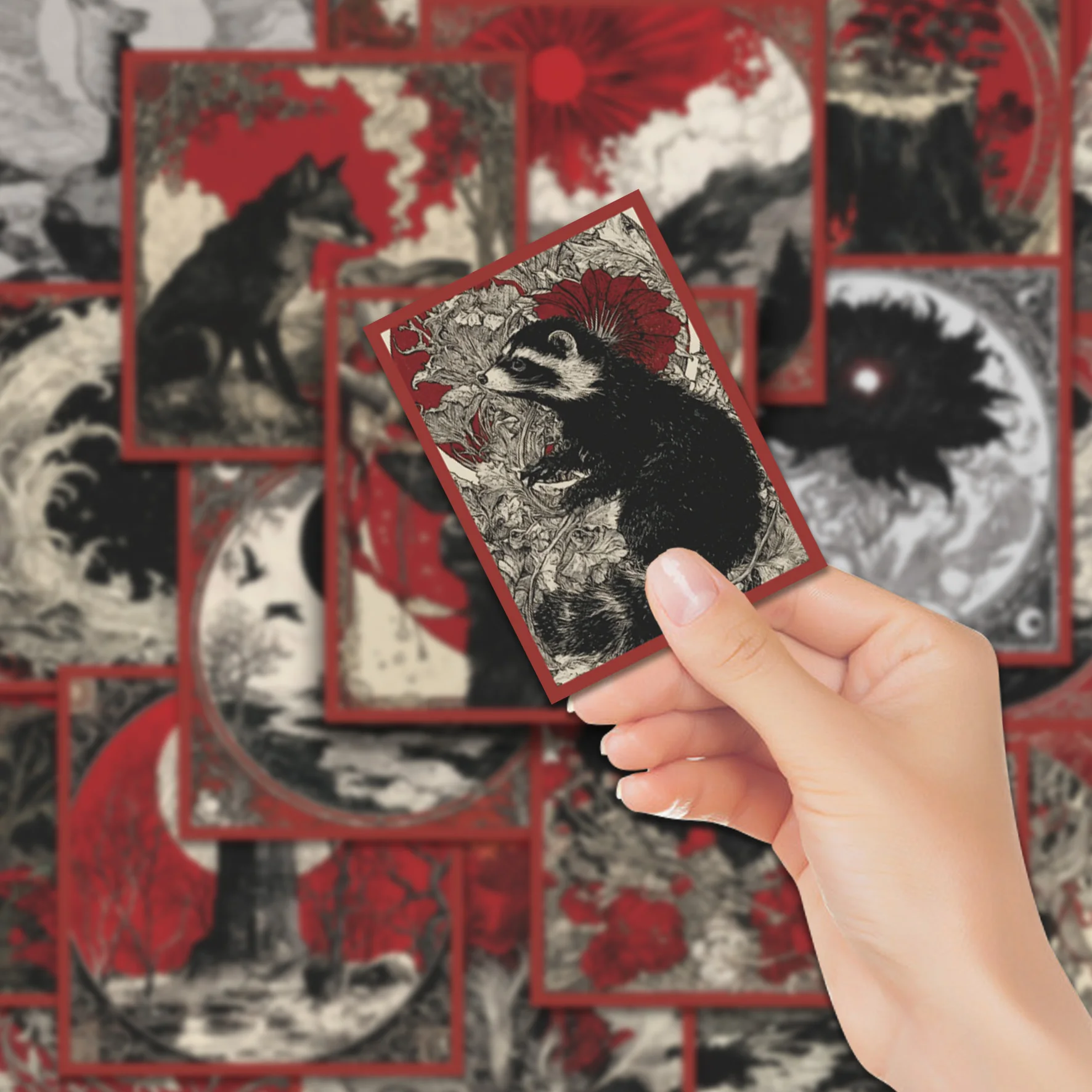 40pcs Dark Retro Nature Fantasy Style Stickers Pack | Artistic Vinyl Decals with Animal & Mystical Scene Graphics | for Laptop,