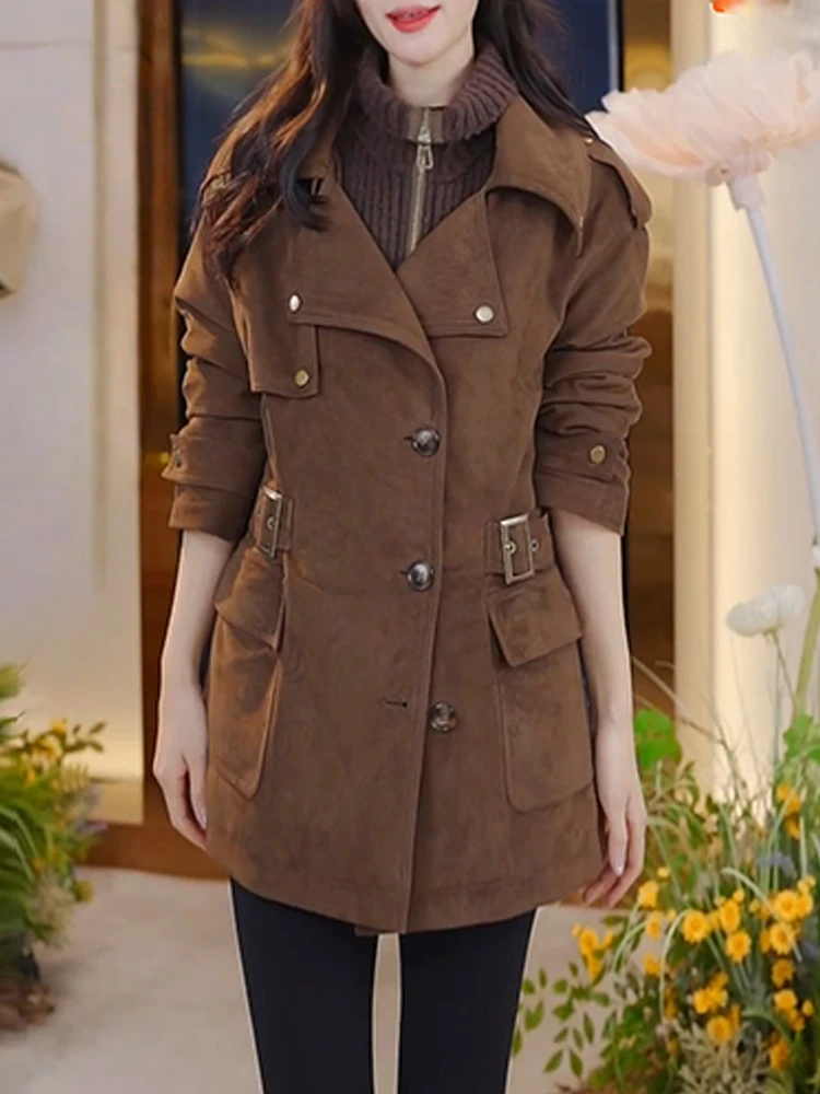 

Новая женская зимняя куртка в американском ретро-стиле с утолщенным воротником, свободного кроя, средней длины, в корейском стиле, прямого силуэта, из хлопка, для работы